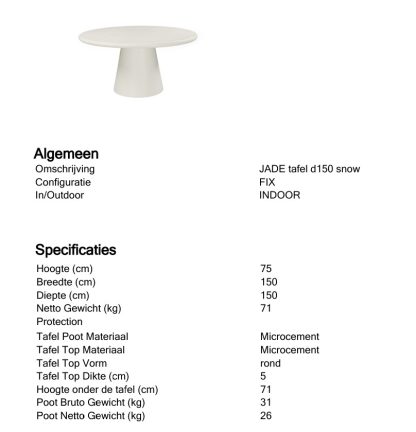 Eettafel Jade Rond Snow / Imperial - Afbeelding 4