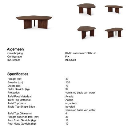 Salontafel Kato 130 Bruin / Zwart - Afbeelding 12