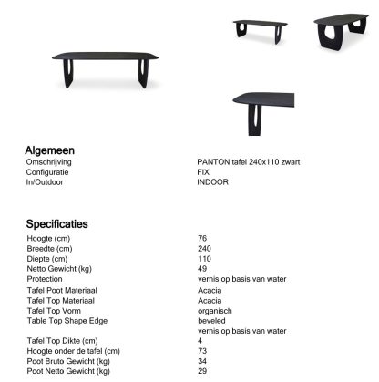 Eettafel Panton 240 x 110 Bruin / Zwart - Afbeelding 11